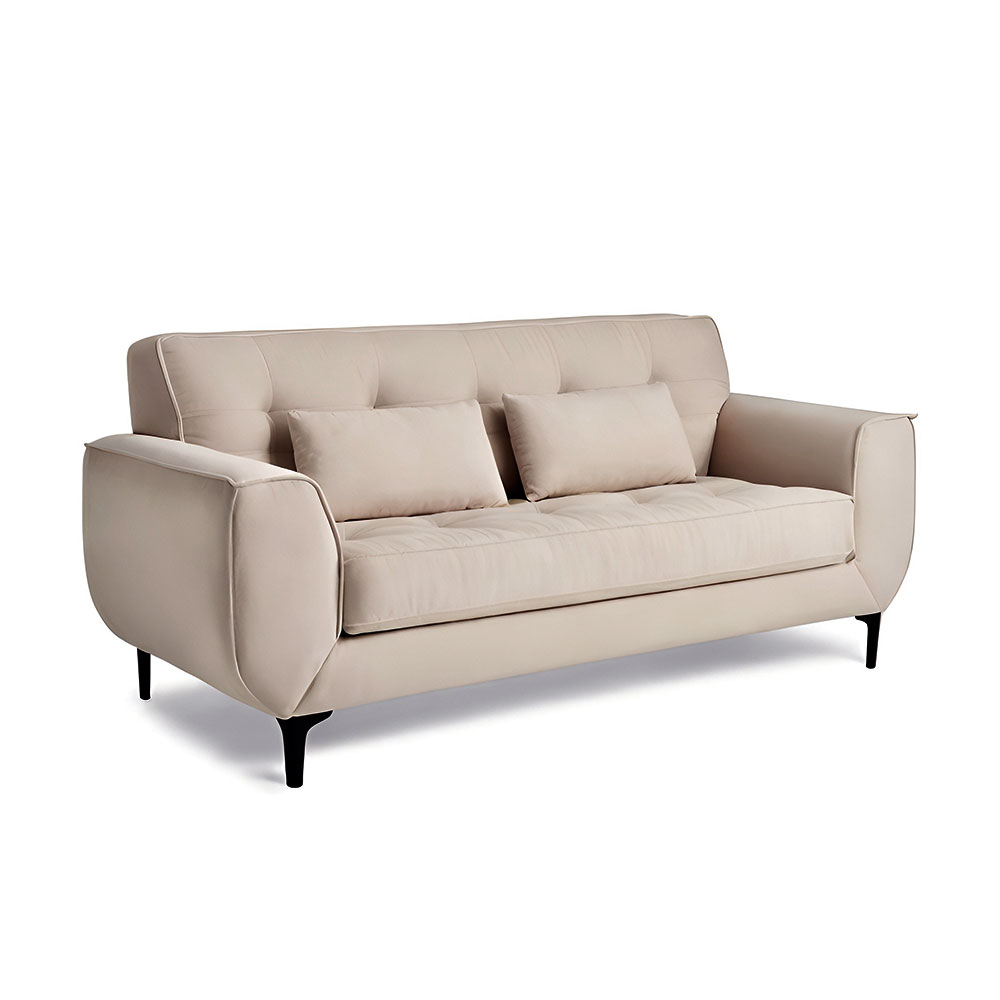 Sofá 3 Lugares Piacenza Suede Bege 202 cm