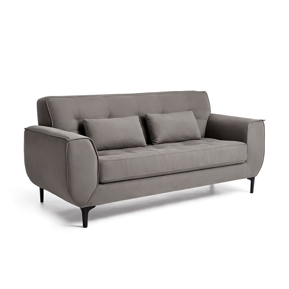 Sofá 3 Lugares Piacenza Suede Cinza 202 cm
