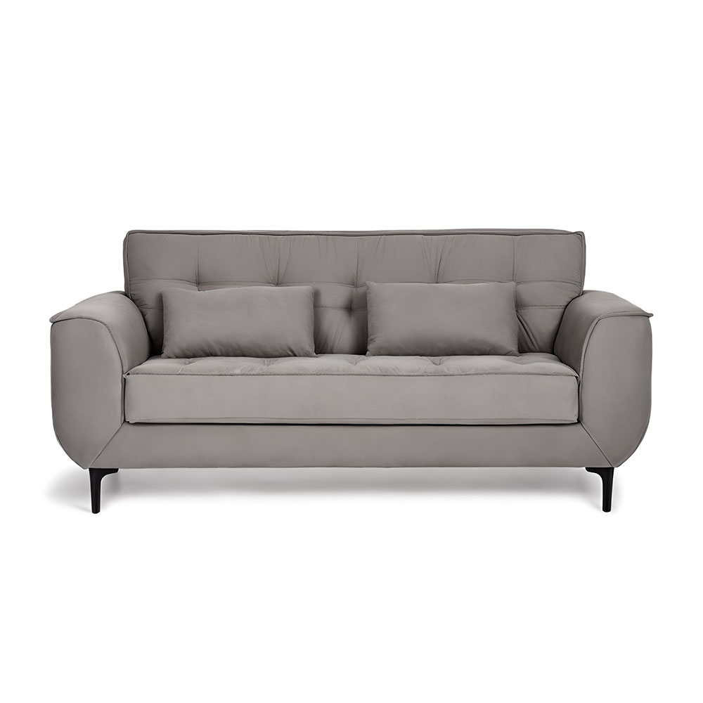 Sofá 3 Lugares Piacenza Suede Cinza 202 cm