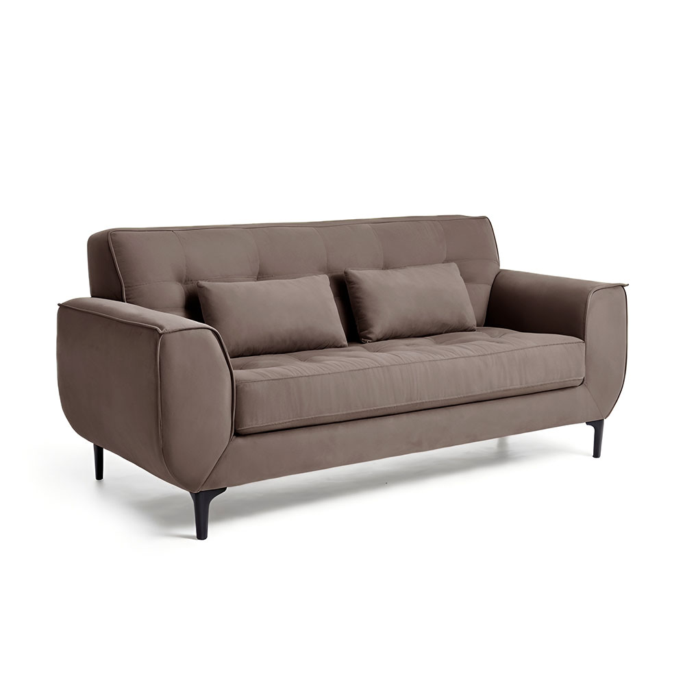 Sofá 3 Lugares Piacenza Suede Marrom 202 cm