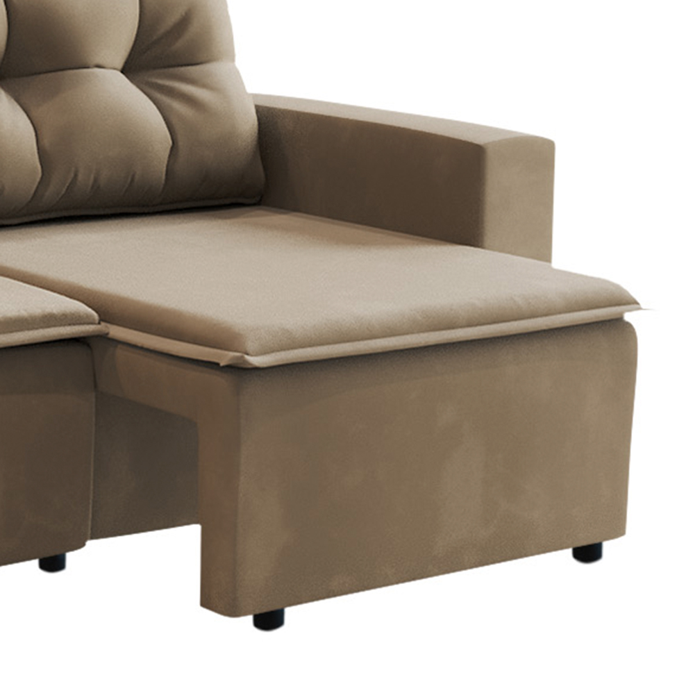 Sofá 3 Lugares Retrátil Amsterdã I Suede Bege 180 cm