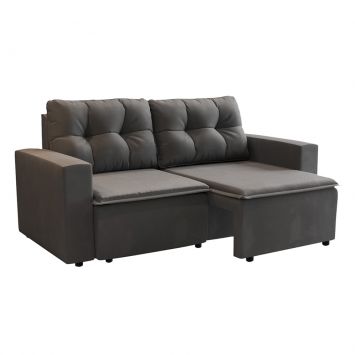 Sofá 3 Lugares Retrátil Amsterdã I Suede Grafite 180 cm Menor preço em Sofá 3 Lugares Retrátil Amsterdã I Suede Grafite 180 cm