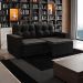 Sofá 3 Lugares Retrátil Amsterdã I Suede Preto 180 cm