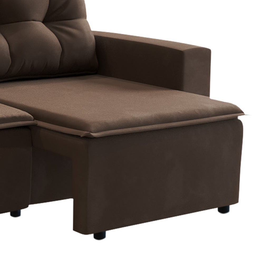 Sofá 3 Lugares Retrátil Amsterdã II Suede Marrom 210 cm