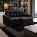 Sofá 3 Lugares Retrátil Amsterdã II Suede Preto 210 cm