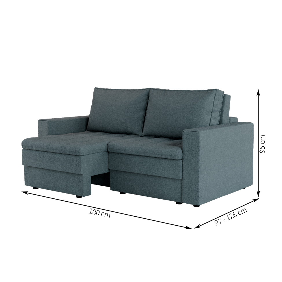 Sofá 3 Lugares Retrátil Berna Linho Cinza 180 cm