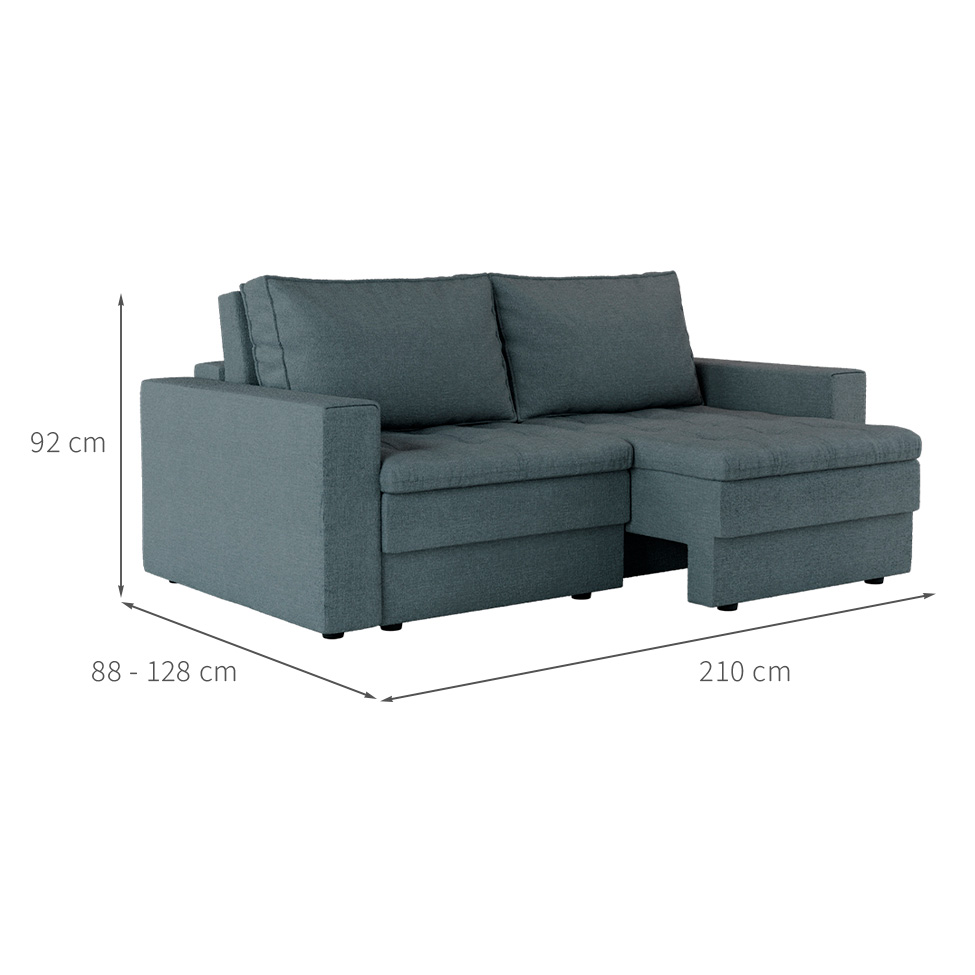 Sofá 3 Lugares Retrátil Berna Linho Cinza 210 cm