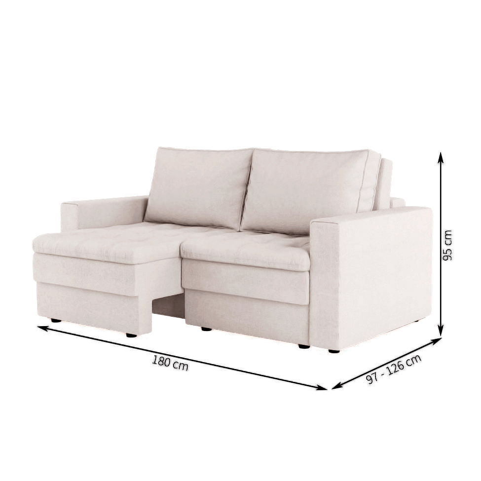 Sofá 3 Lugares Retrátil Berna Linho Cru 180 cm