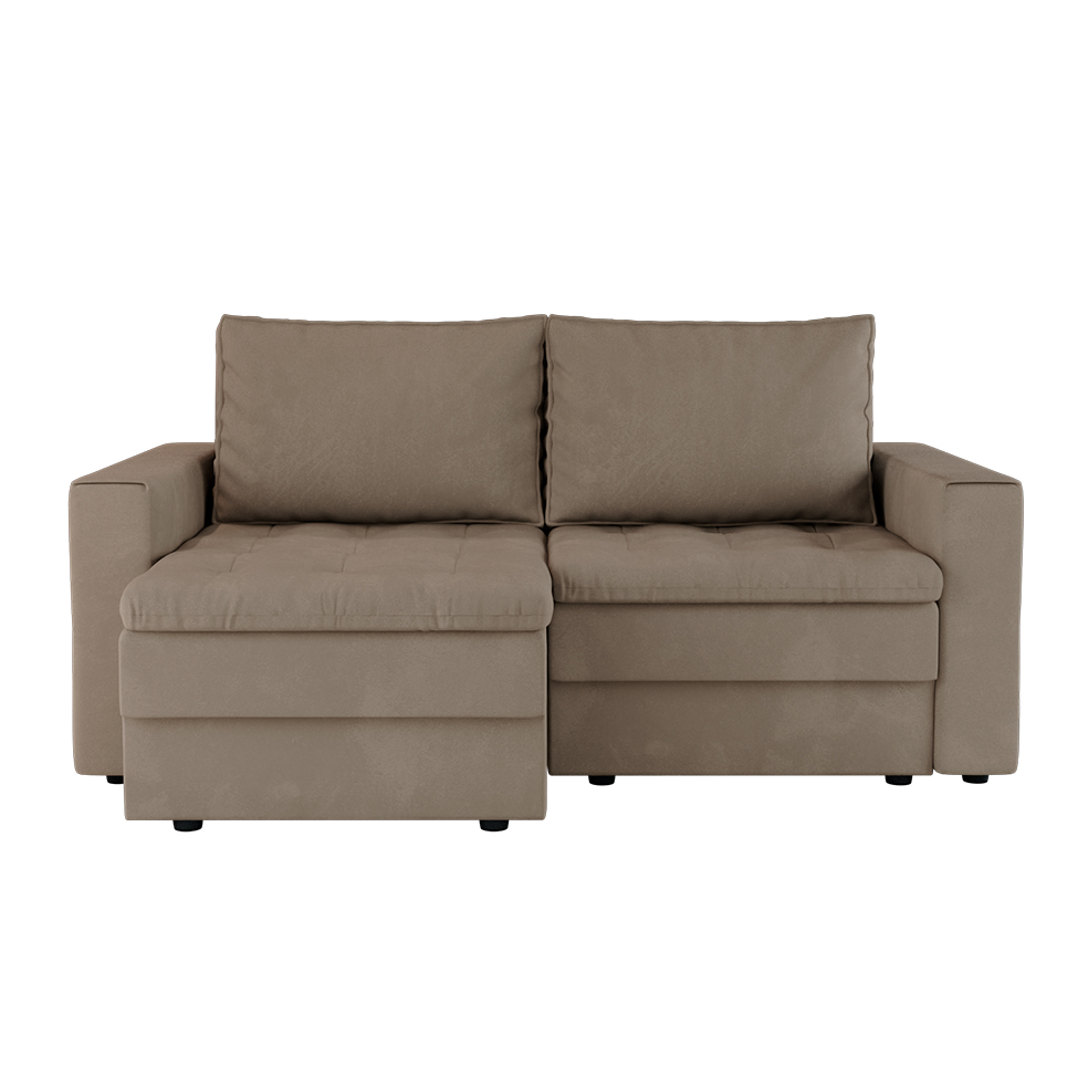 Sofá 3 Lugares Retrátil Berna Suede Bege 180 cm