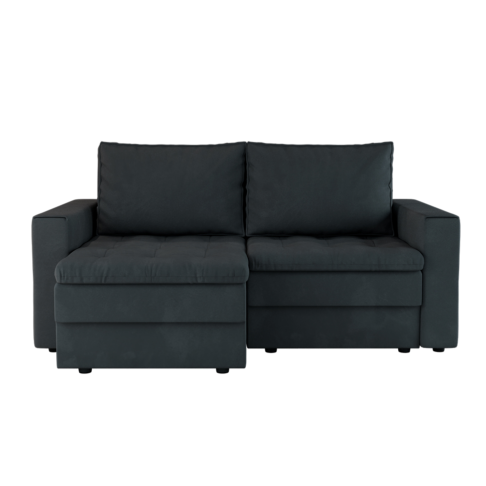 Sofá 3 Lugares Retrátil Berna Suede Grafite 180 cm