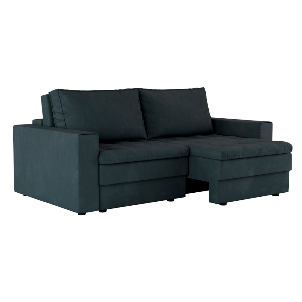 Sofá 3 Lugares Retrátil Berna Suede Grafite 210 cm
