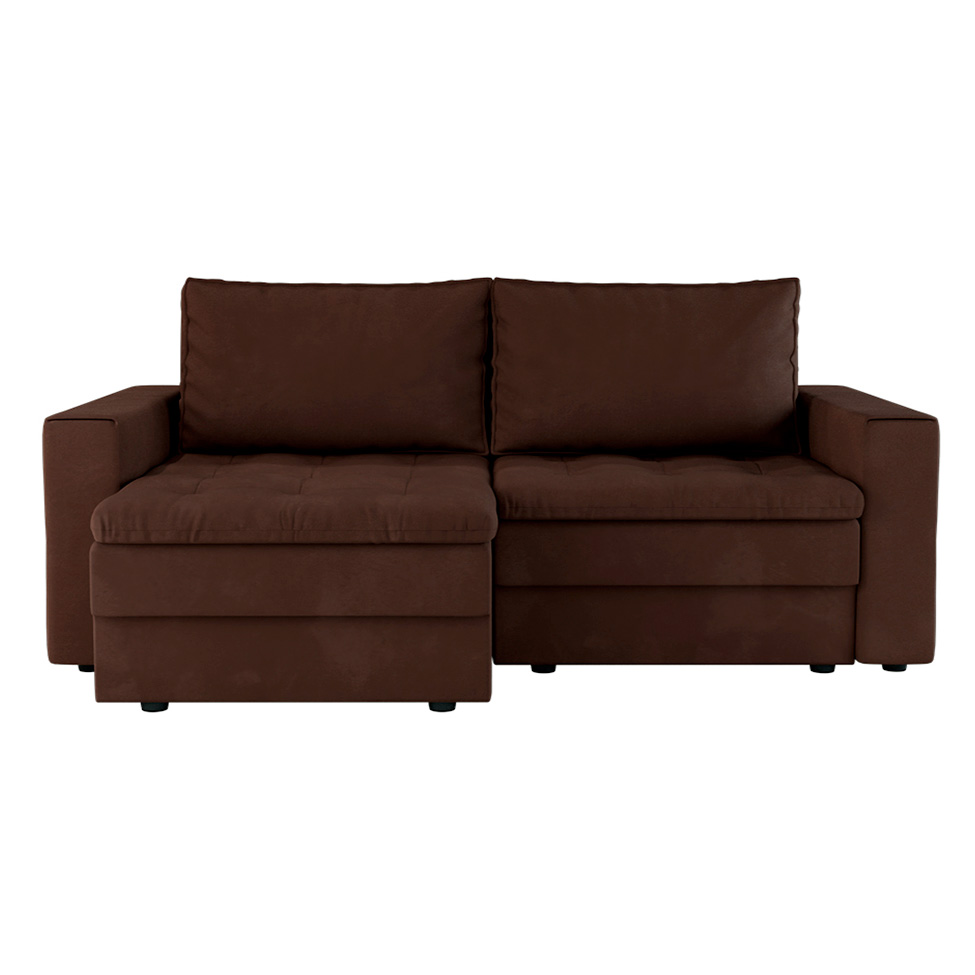 Sofá 3 Lugares Retrátil Berna Suede Marrom 210 cm
