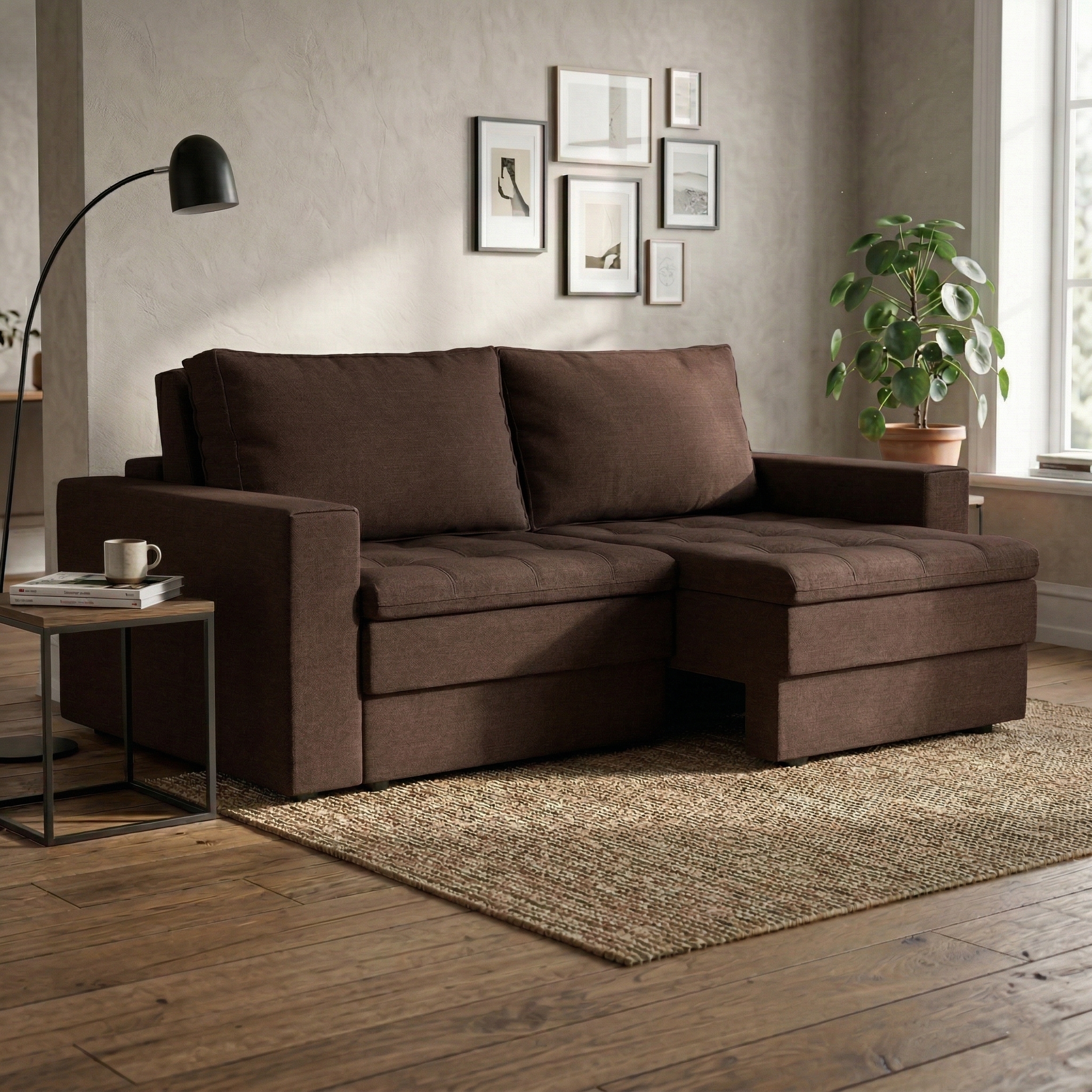 Sofá 3 Lugares Retrátil Berna Suede Marrom 210 cm