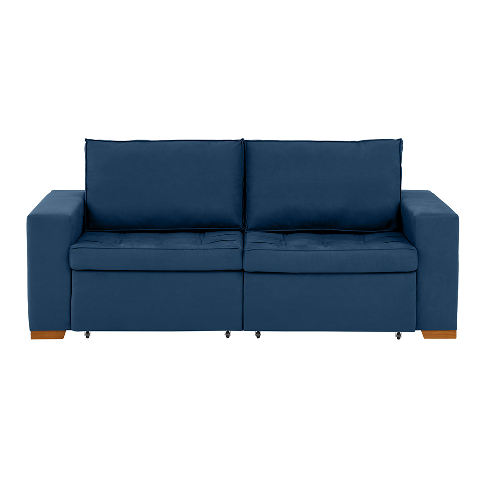 Sofá 3 Lugares Retrátil Classic Linho Azul Marinho