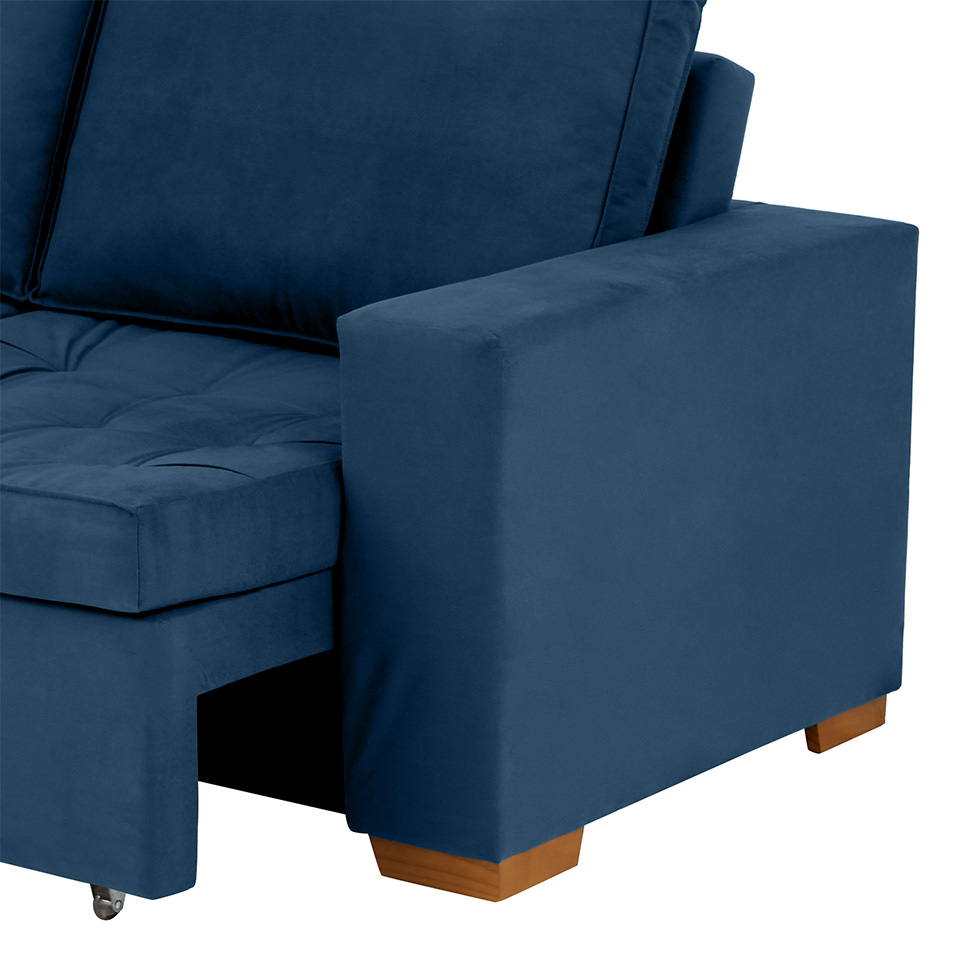 Sofá 3 Lugares Retrátil Classic Linho Azul Marinho