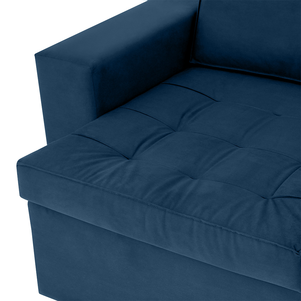 Sofá 3 Lugares Retrátil Classic Linho Azul Marinho