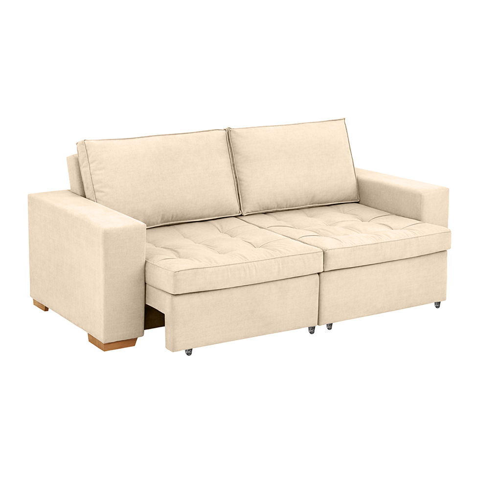 Sofá 3 Lugares Retrátil Classic Linho Bege 180 cm