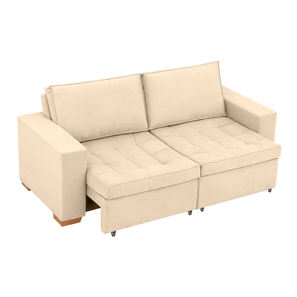 Sofá 3 Lugares Retrátil Classic Linho Bege 180 cm