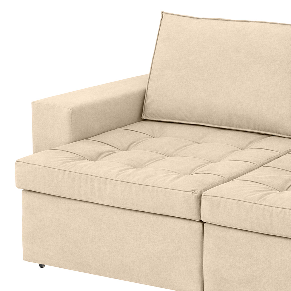 Sofá 3 Lugares Retrátil Classic Linho Bege 180 cm