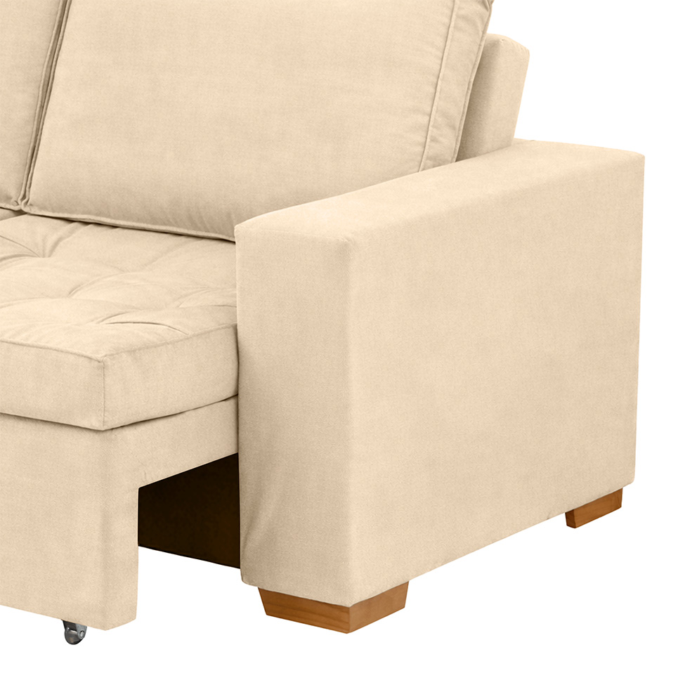 Sofá 3 Lugares Retrátil Classic Linho Bege 180 cm
