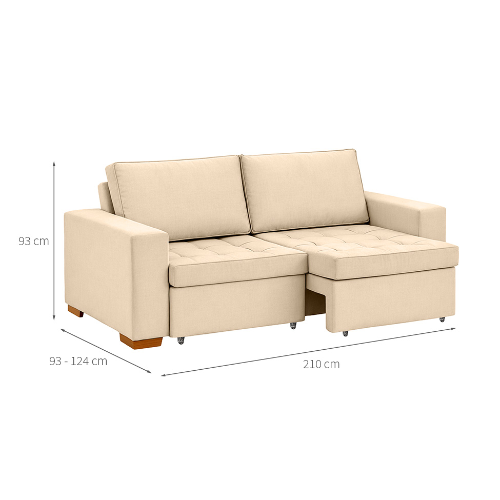 Sofá 3 Lugares Retrátil Classic Linho Bege