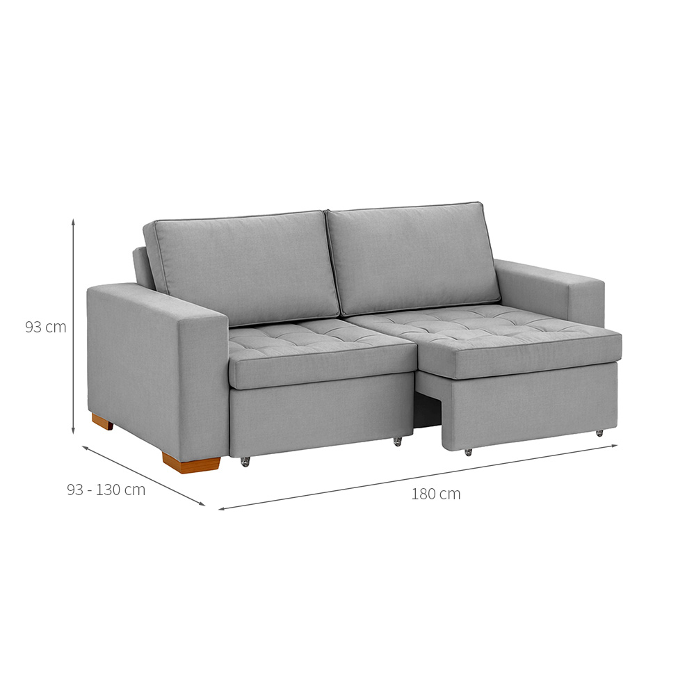 Sofá 3 Lugares Retrátil Classic Linho Cinza 180 cm