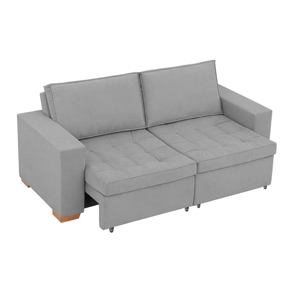 Sofá 3 Lugares Retrátil Classic Linho Cinza 180 cm