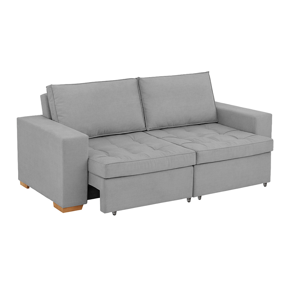 Sofá 3 Lugares Retrátil Classic Linho Cinza