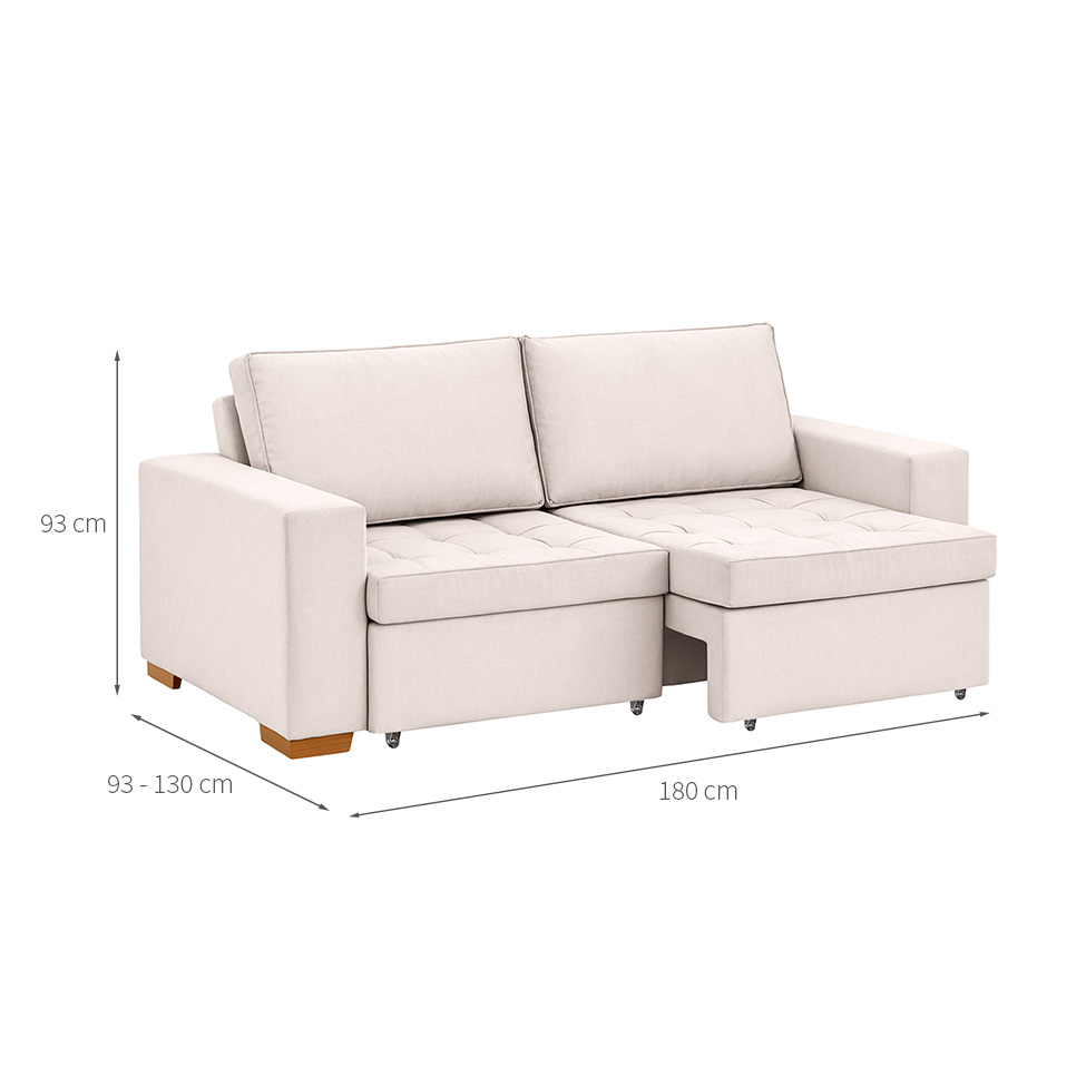 Sofá 3 Lugares Retrátil Classic Linho Cru 180 cm