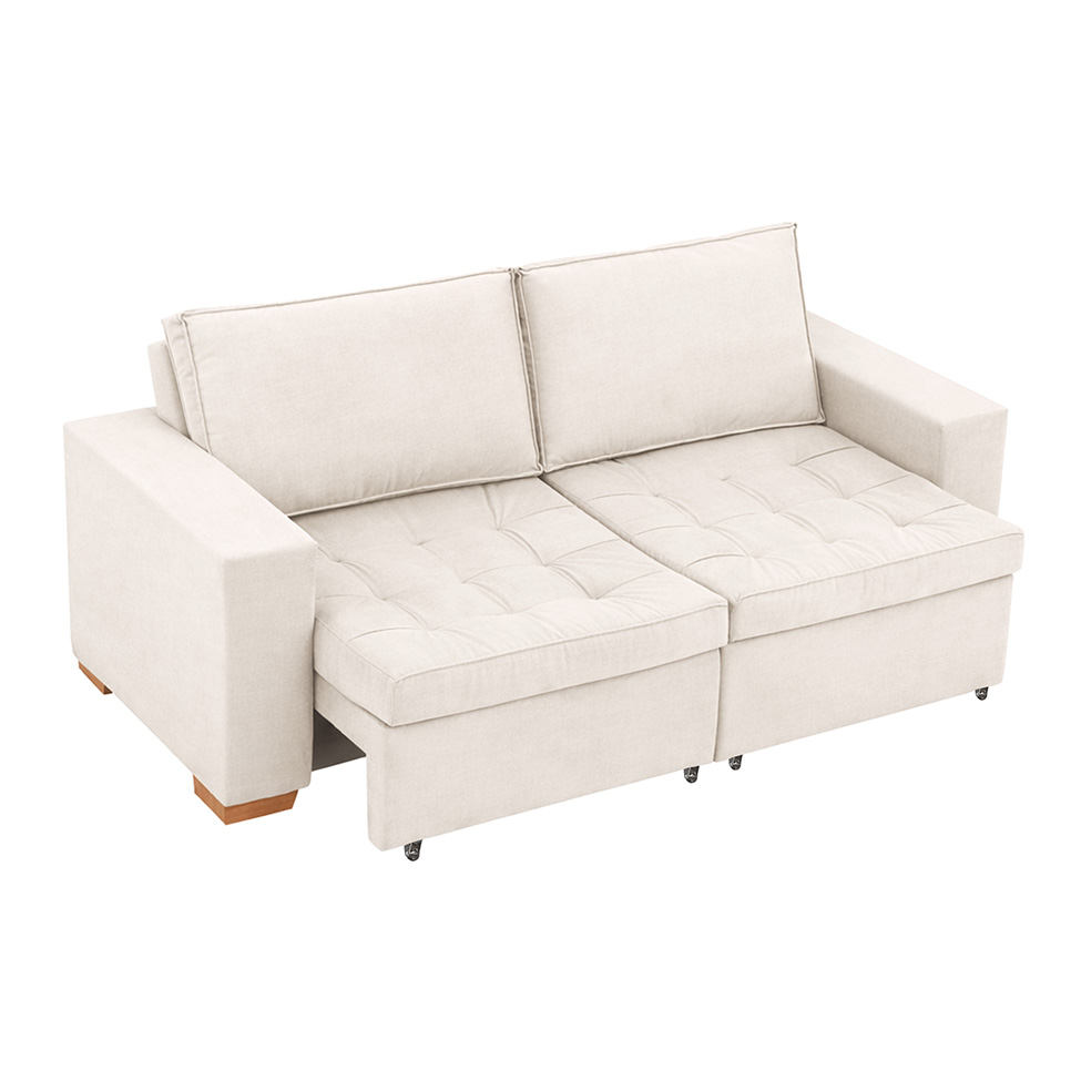 Sofá 3 Lugares Retrátil Classic Linho Cru 180 cm