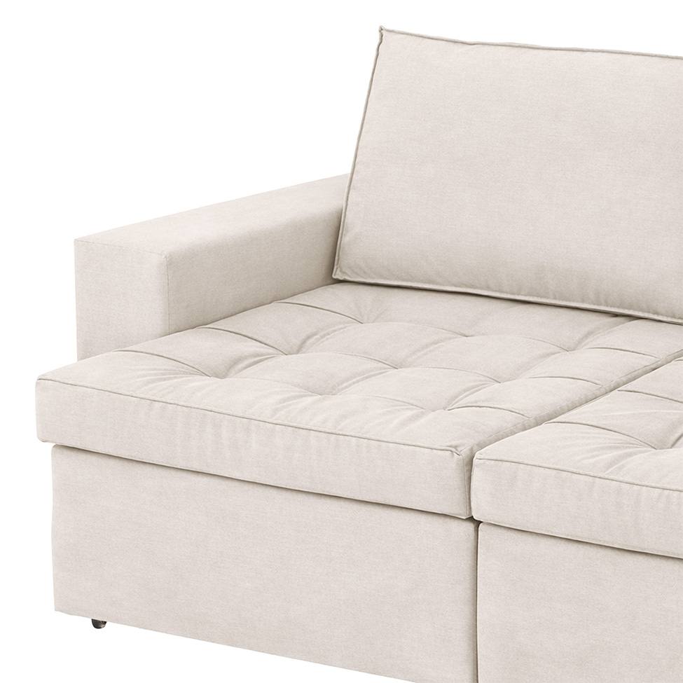 Sofá 3 Lugares Retrátil Classic Linho Cru 180 cm