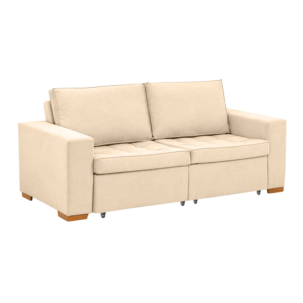 Sofá 3 Lugares Retrátil Classic Suede Bege 180 cm