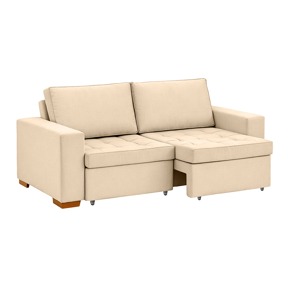 Sofá 3 Lugares Retrátil Classic Suede Bege