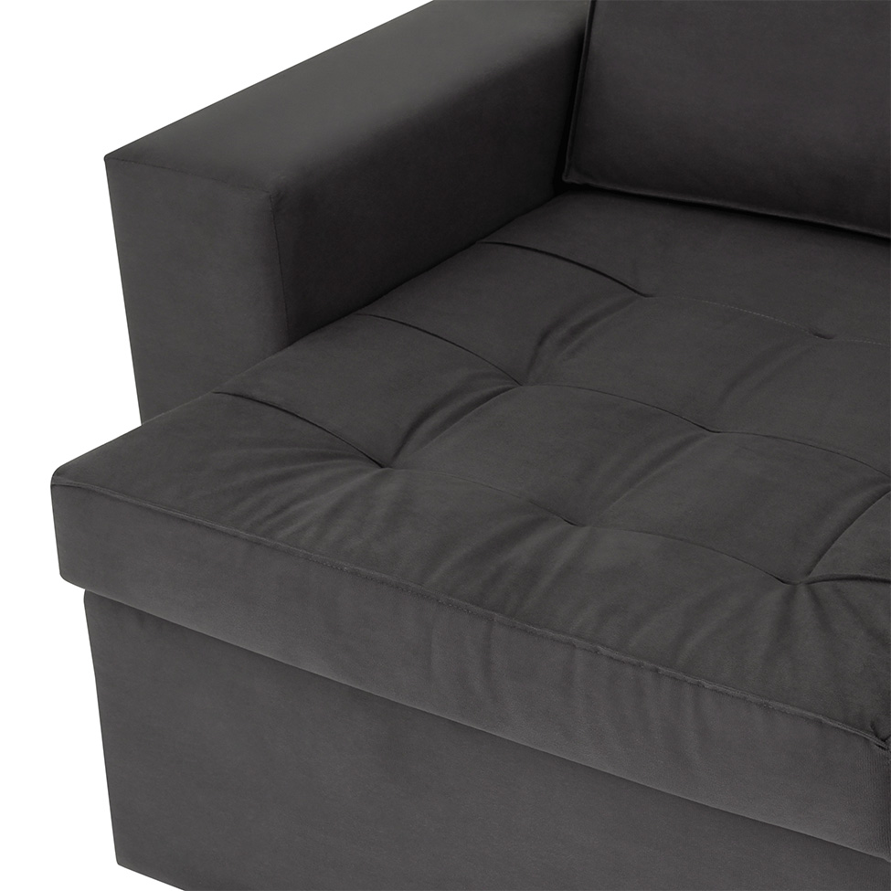 Sofá 3 Lugares Retrátil Classic Suede Grafite 180 cm