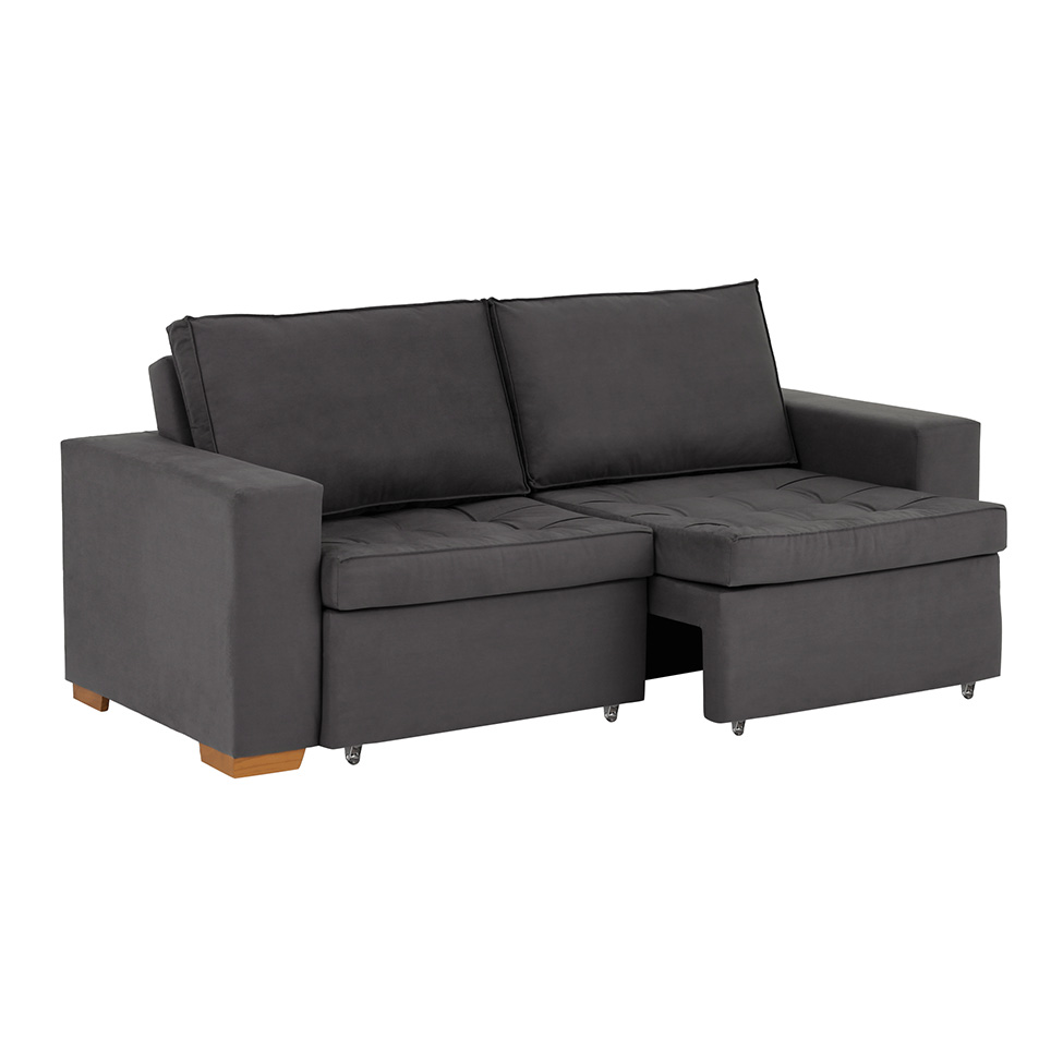 Sofá 3 Lugares Retrátil Classic Suede Grafite