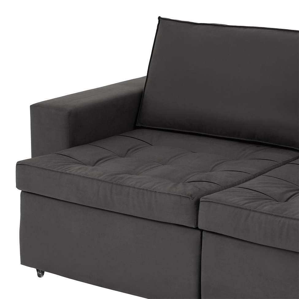 Sofá 3 Lugares Retrátil Classic Suede Grafite