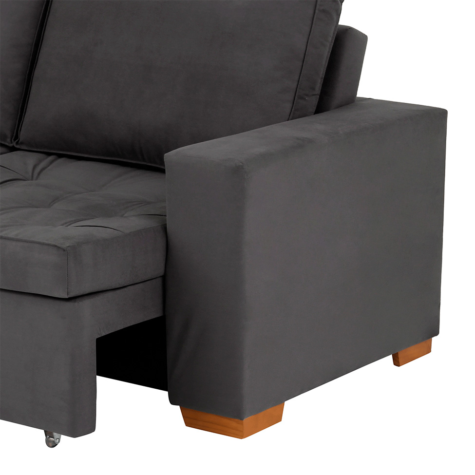 Sofá 3 Lugares Retrátil Classic Suede Grafite
