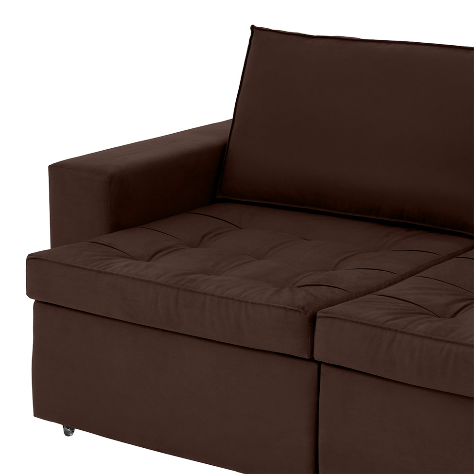 Sofá 3 Lugares Retrátil Classic Suede Marrom 180 cm