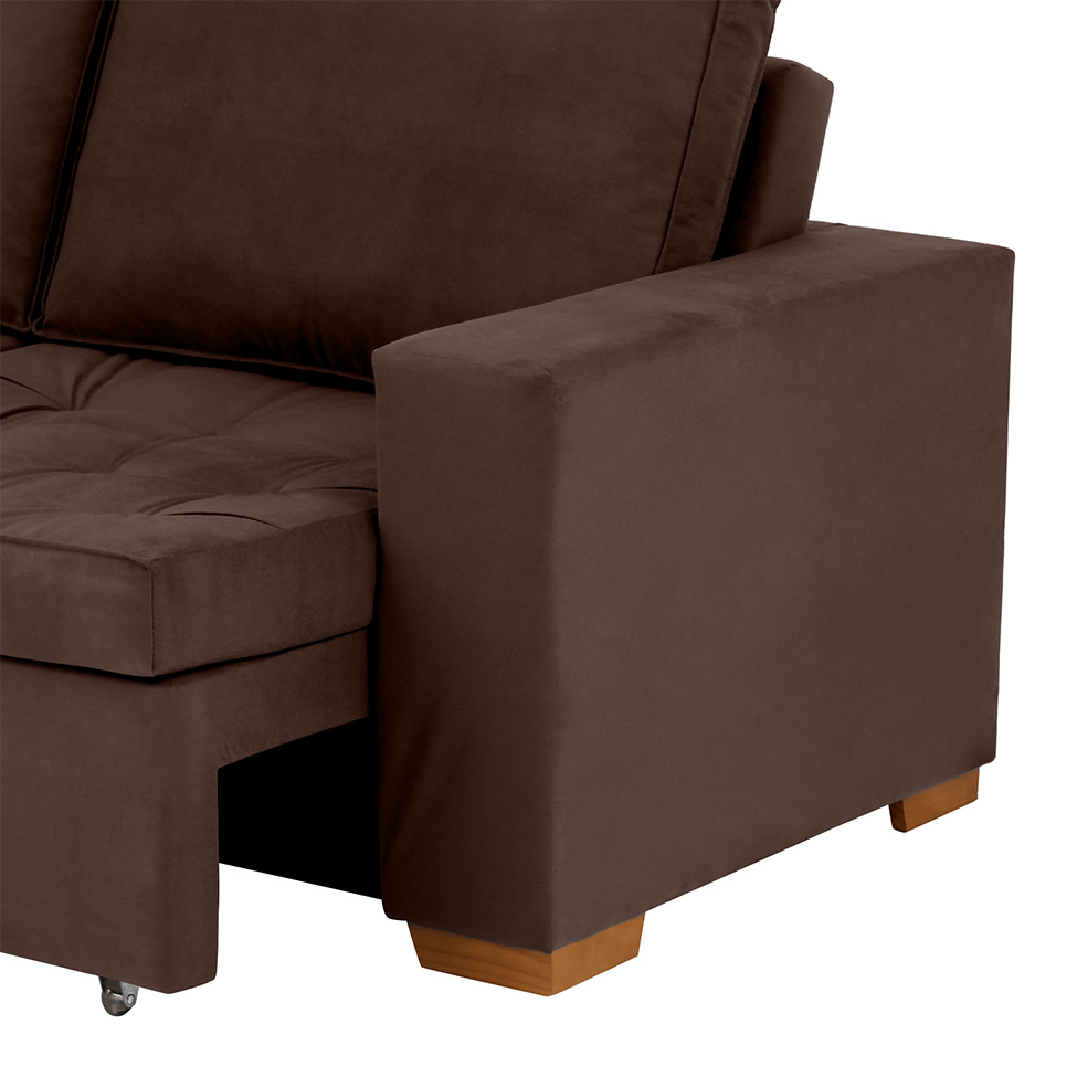 Sofá 3 Lugares Retrátil Classic Suede Marrom 180 cm