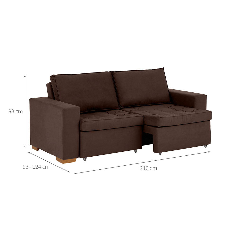 Sofá 3 Lugares Retrátil Classic Suede Marrom