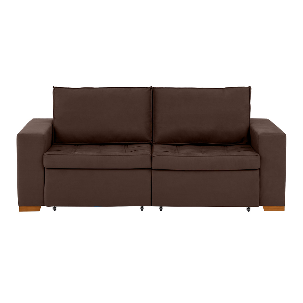 Sofá 3 Lugares Retrátil Classic Suede Marrom