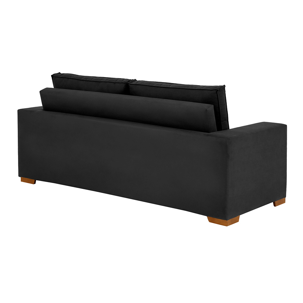 Sofá 3 Lugares Retrátil Classic Suede Preto 180 cm