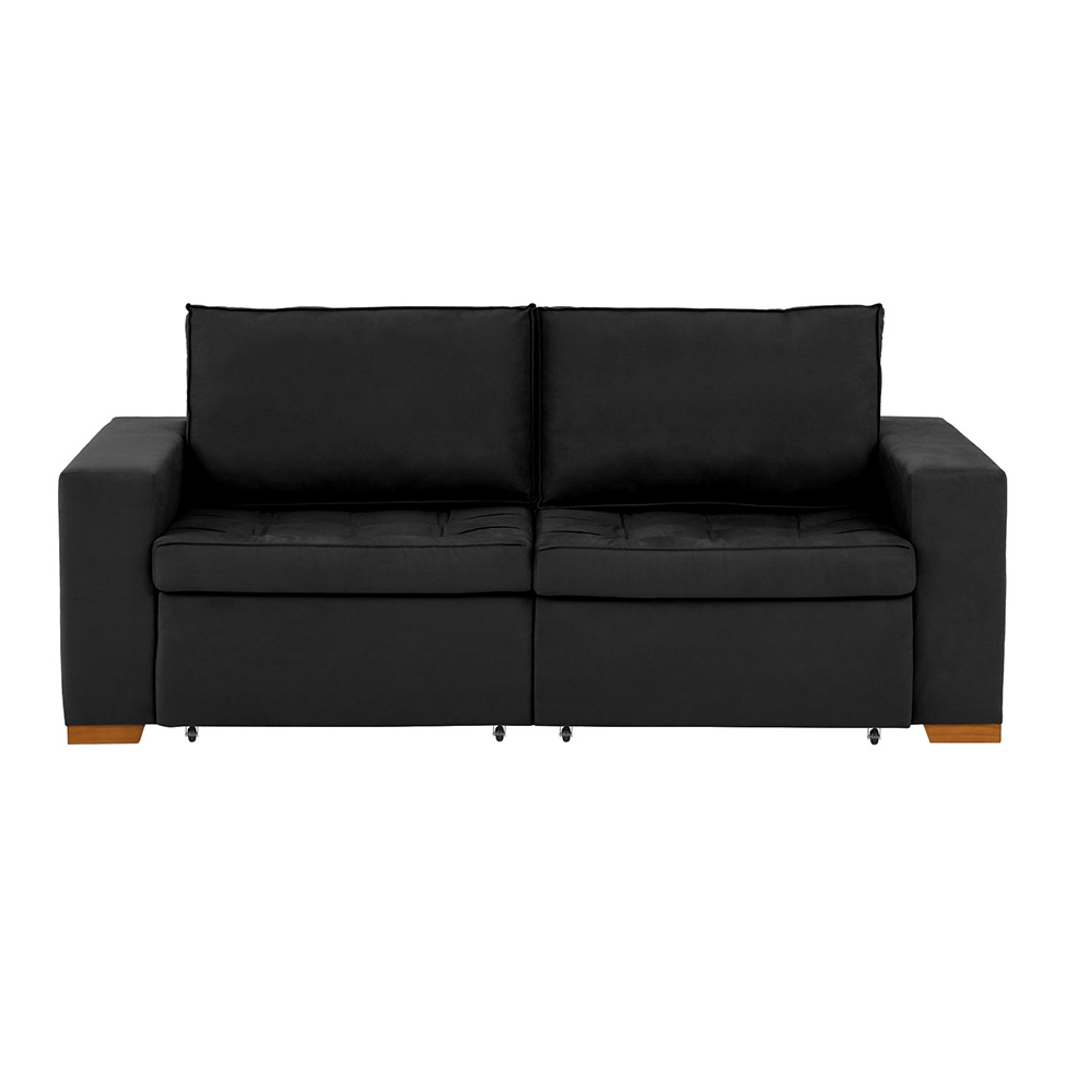 Sofá 3 Lugares Retrátil Classic Suede Preto