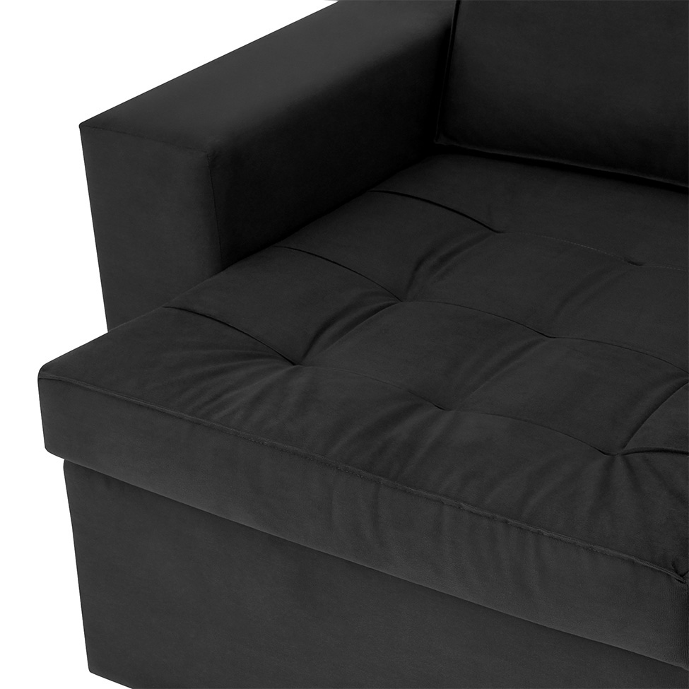 Sofá 3 Lugares Retrátil Classic Suede Preto