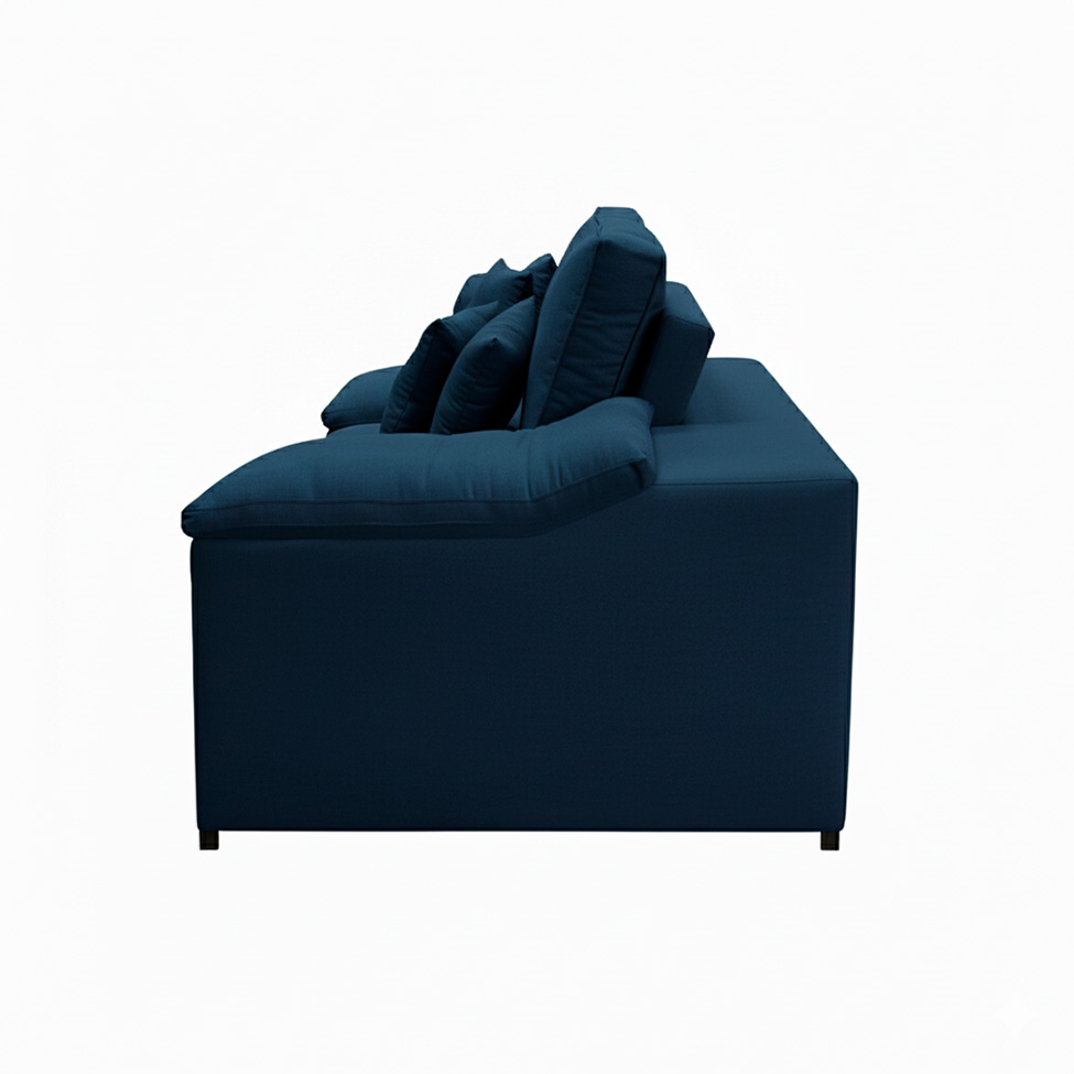 Sofá 3 Lugares Retrátil Lou Linho Azul Marinho