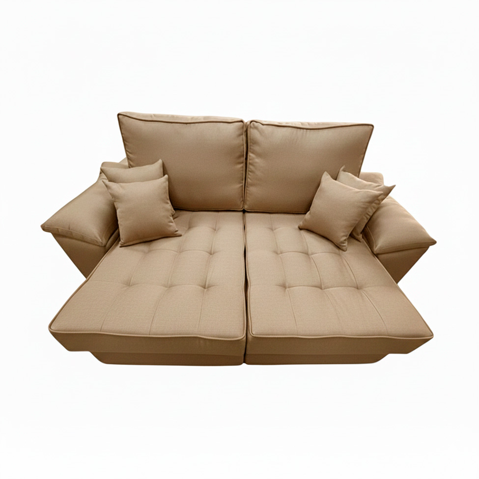 Sofá 3 Lugares Retrátil Lou Linho Bege