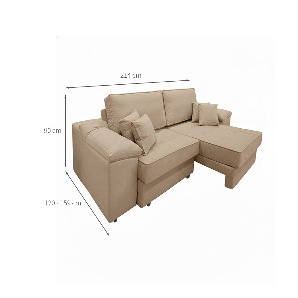 Sofá 3 Lugares Retrátil Lou Linho Bege
