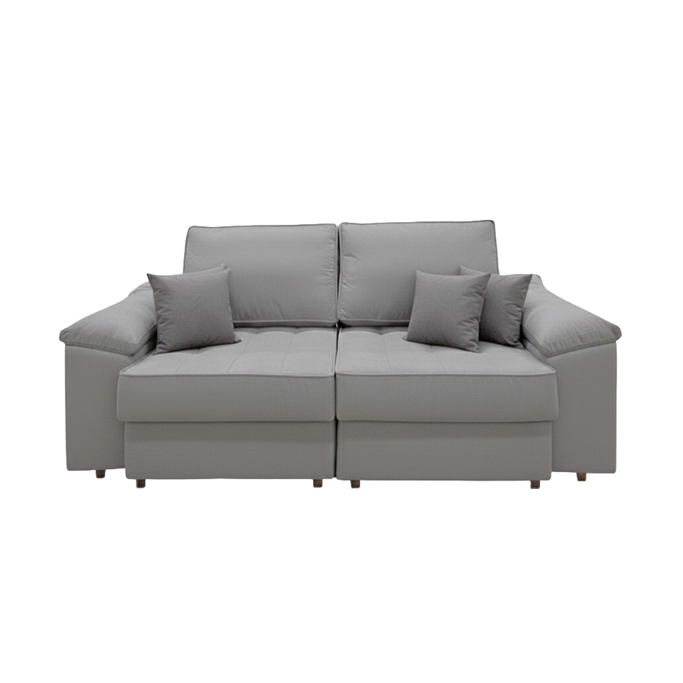 Sofá 3 Lugares Retrátil Lou Linho Cinza