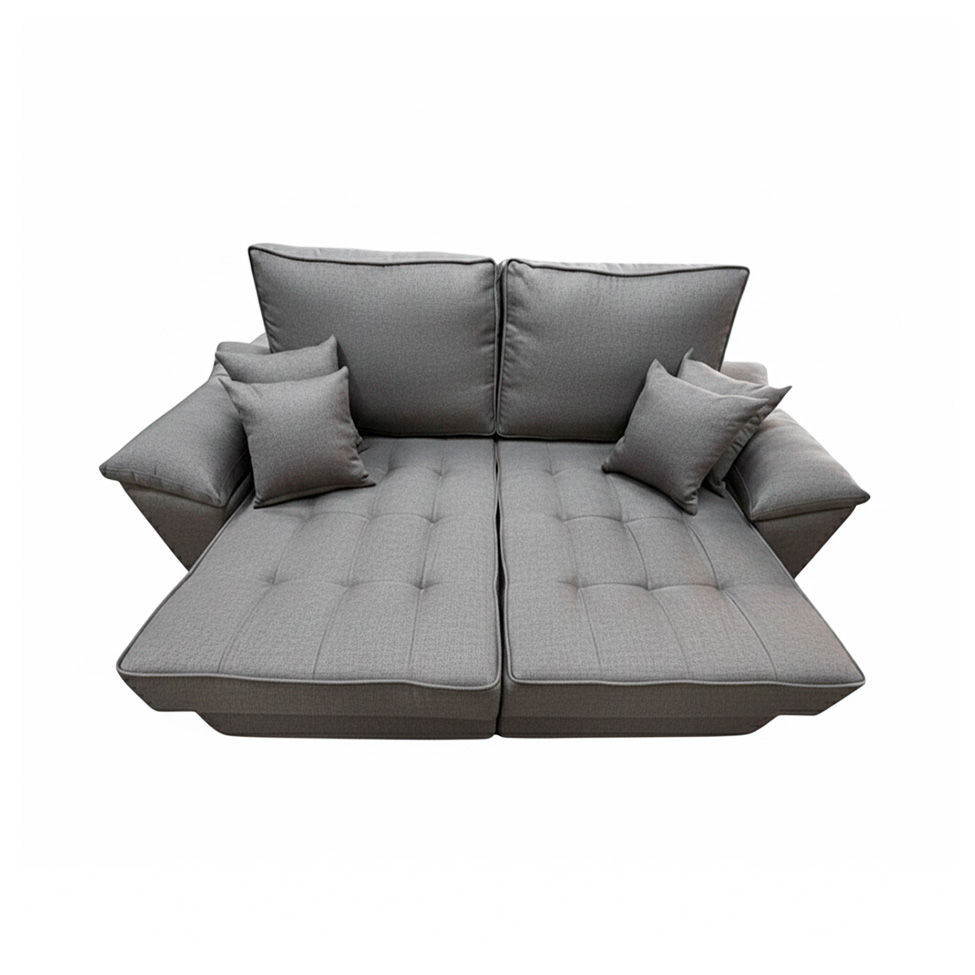 Sofá 3 Lugares Retrátil Lou Linho Cinza