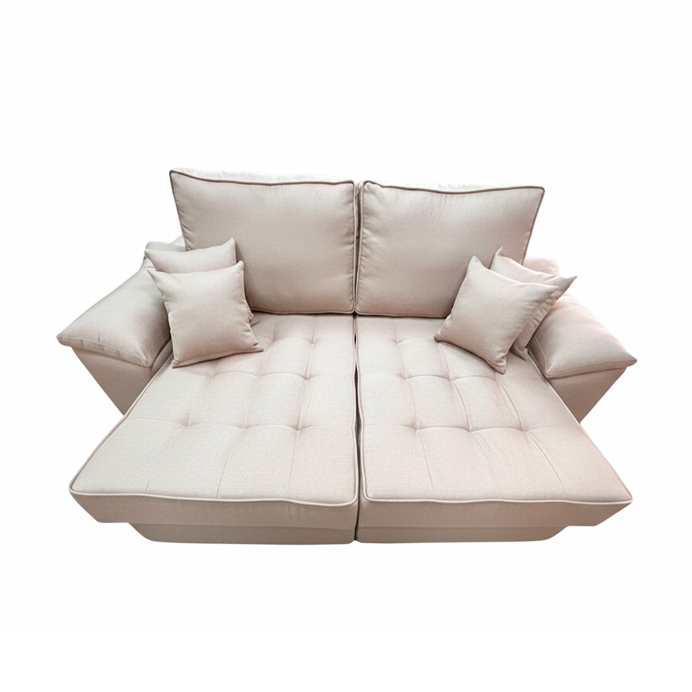 Sofá 3 Lugares Retrátil Lou Linho Cru